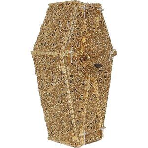 Women's Gold Cool Skull Evening Coffin Shaped Hand bag Cross Rhinestone  Bag